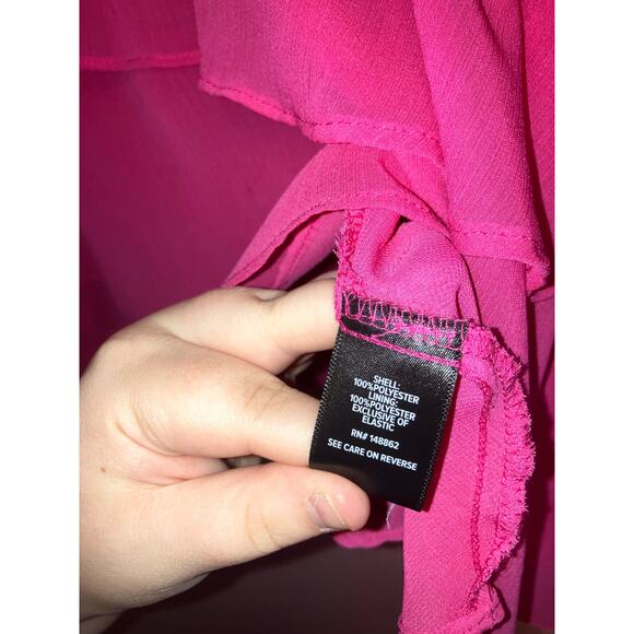 Torrid pink ruffle blouse size 2X sheer sleeves - Picture 6 of 8